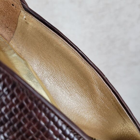 Paloma Vintage Italian Woven Leather Low Kitten Heel Pumps Brown - Picture 15 of 16